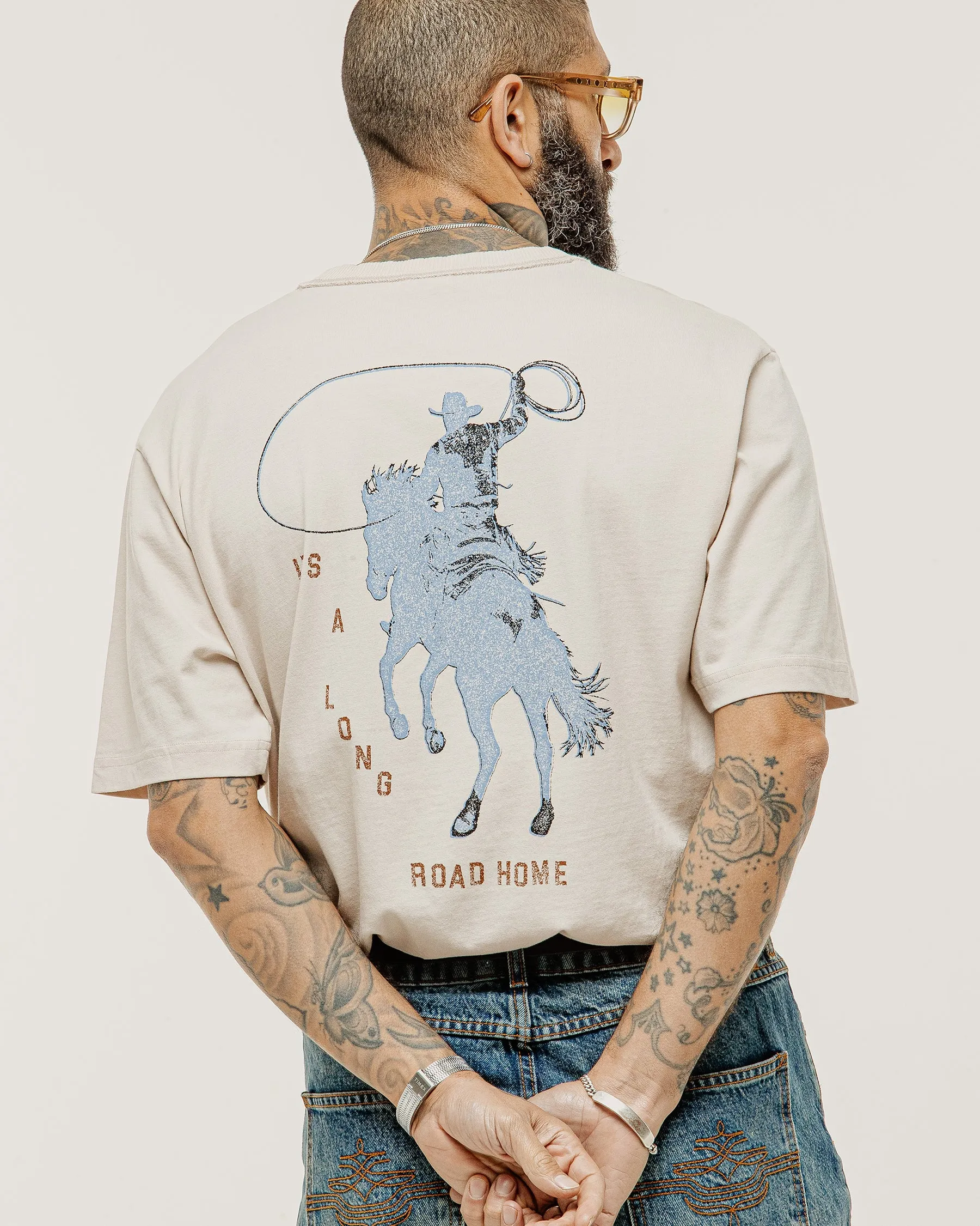 Long Road Boxy T-Shirt - Bone sold by P & Co