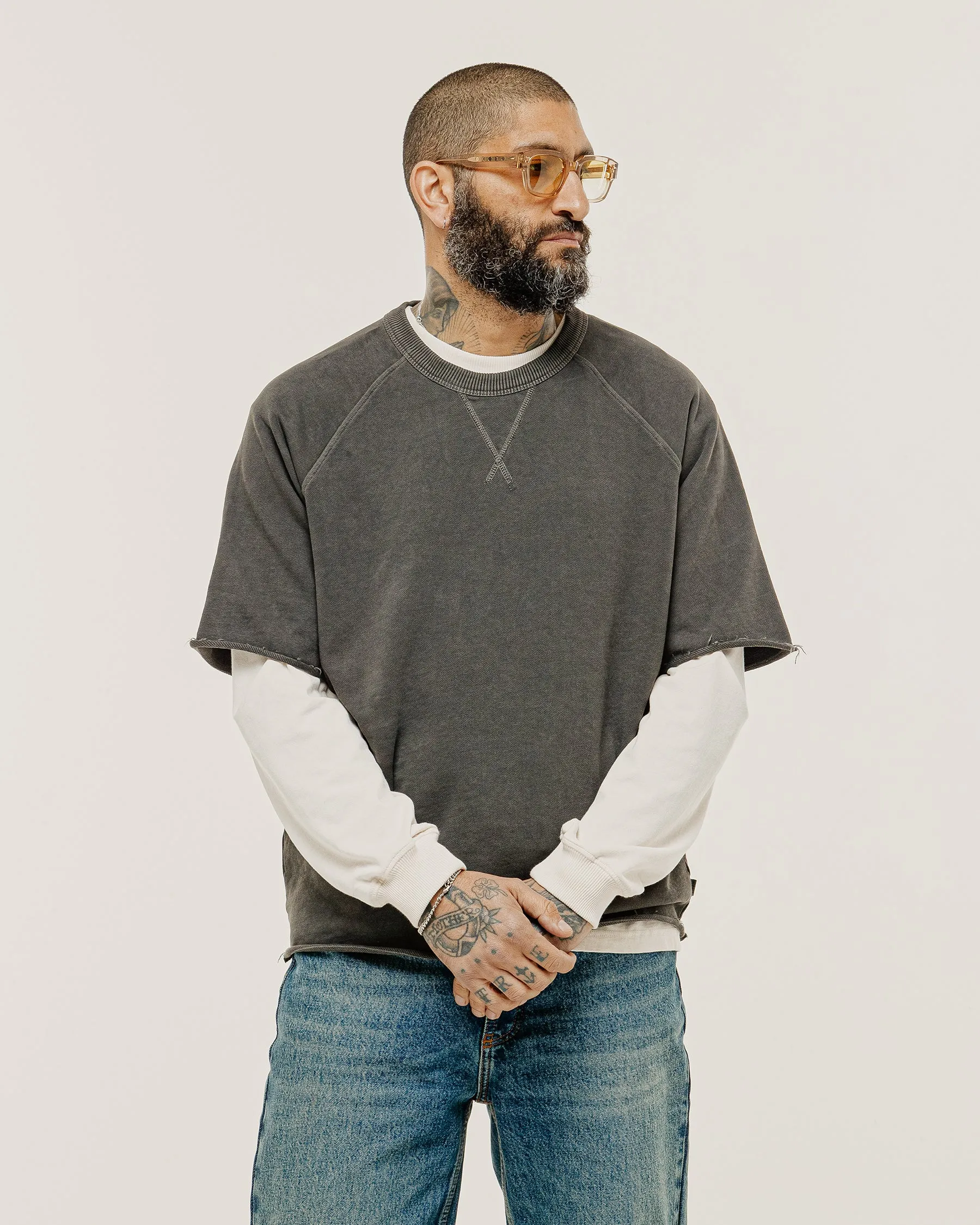 Essential Short Sleeve Sweatshirt - Washed Black sold by P & Co