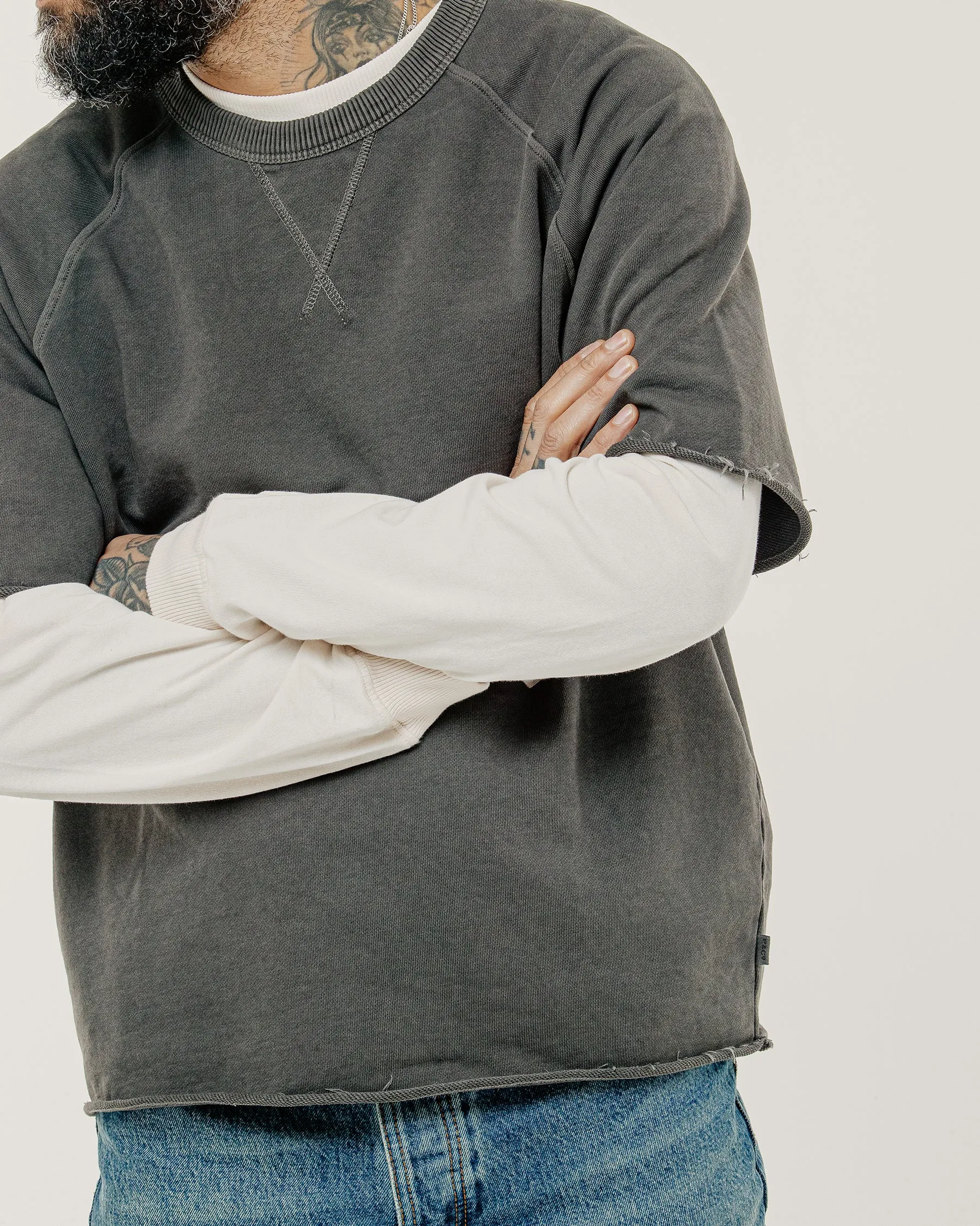 Essential Short Sleeve Sweatshirt - Washed Black sold by P & Co product image thumbnail 4