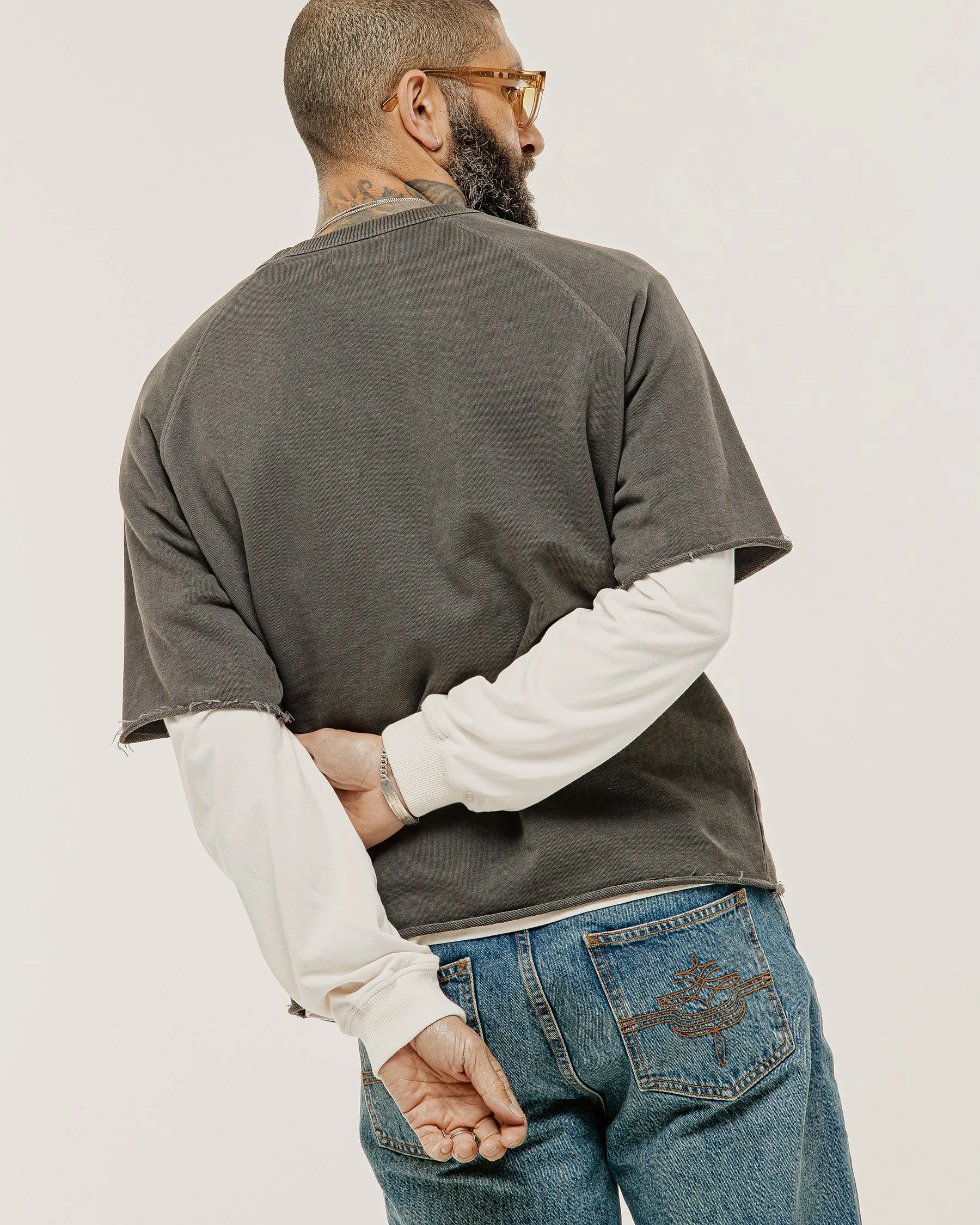 Essential Short Sleeve Sweatshirt - Washed Black sold by P & Co product image thumbnail 3