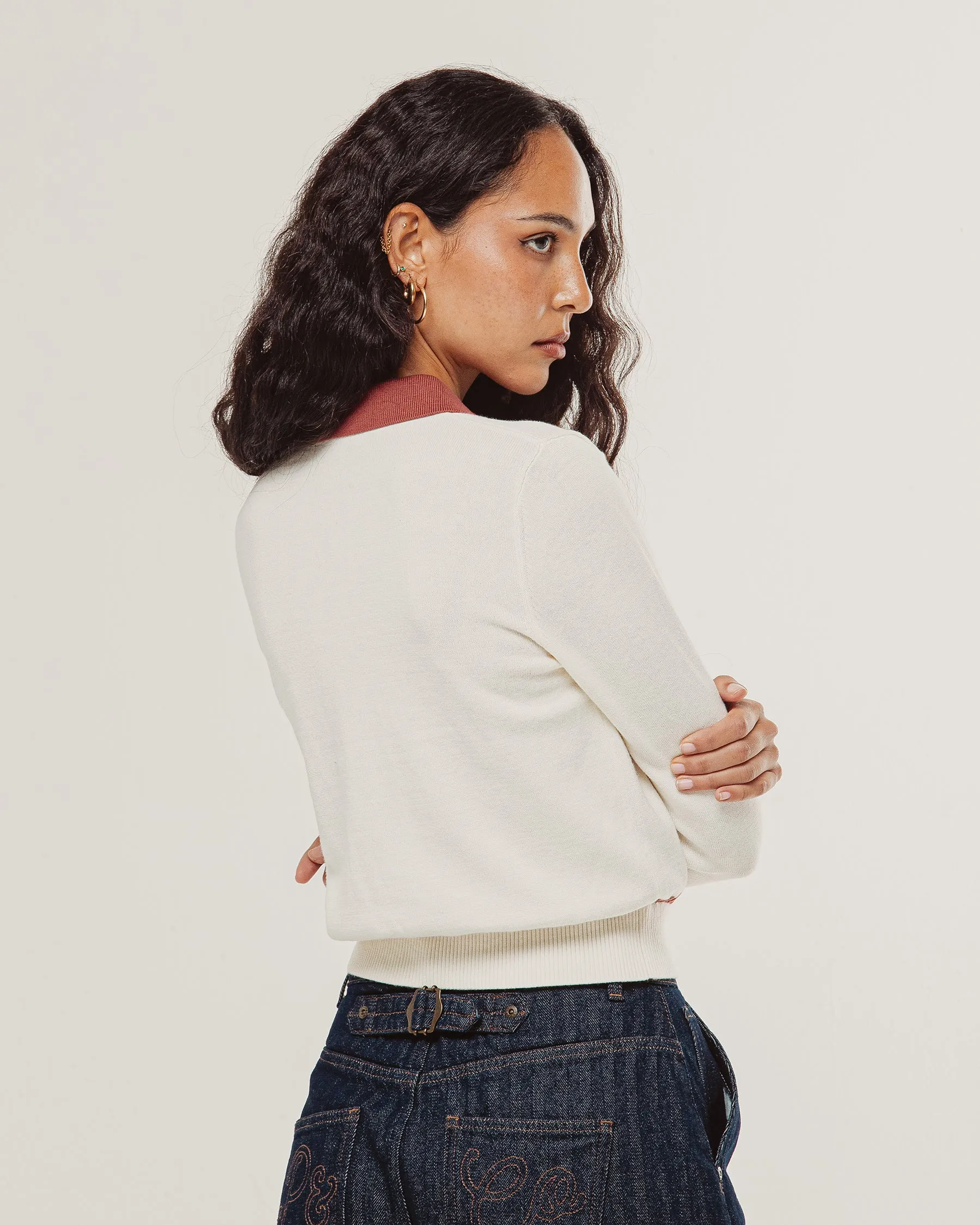 Maisie Longsleeve Knitted Polo - Off White sold by P & Co product image thumbnail 5