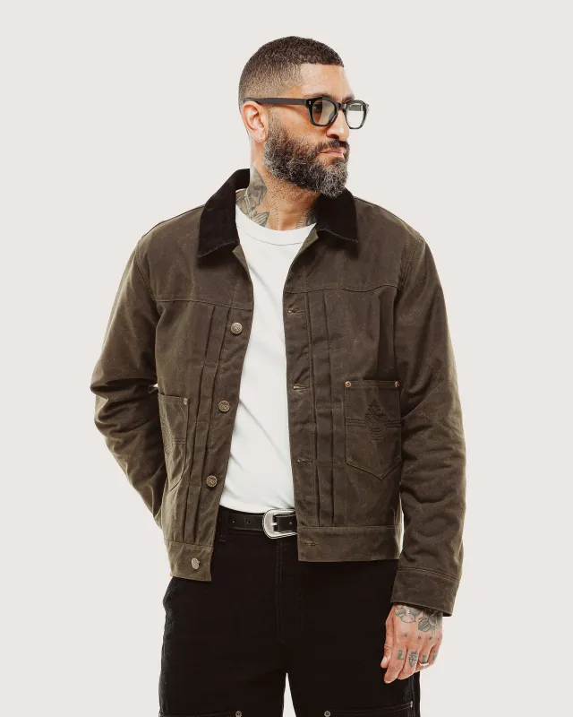 Harlan Waxed Canvas Jacket - Olive made by P & Co