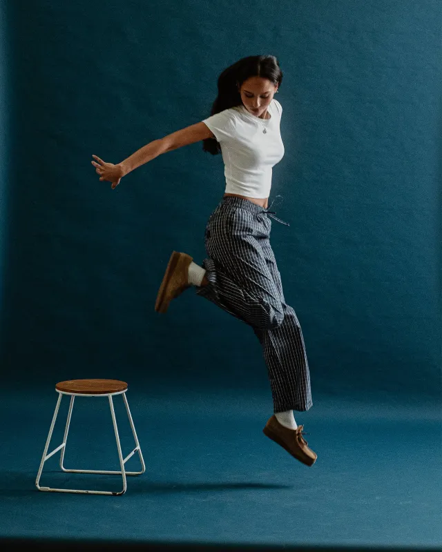 Olivia Drawstring Pant - Navy Plaid made by P & Co