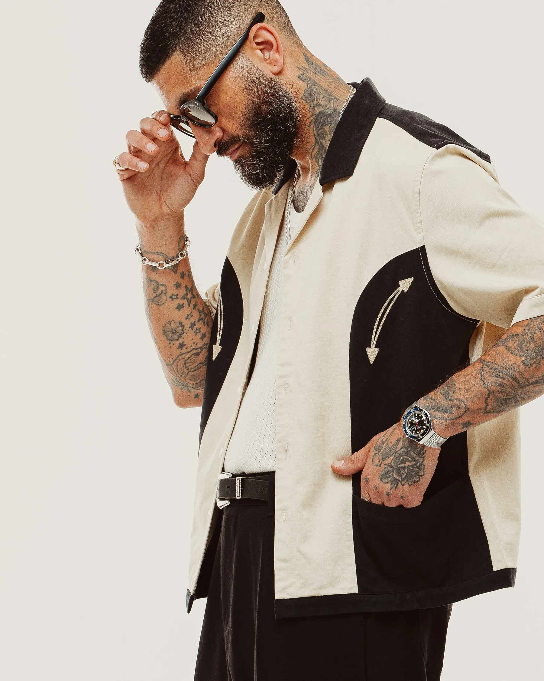 Eddie Bowling Shirt - Ecru & Black sold by P & Co product image thumbnail 5