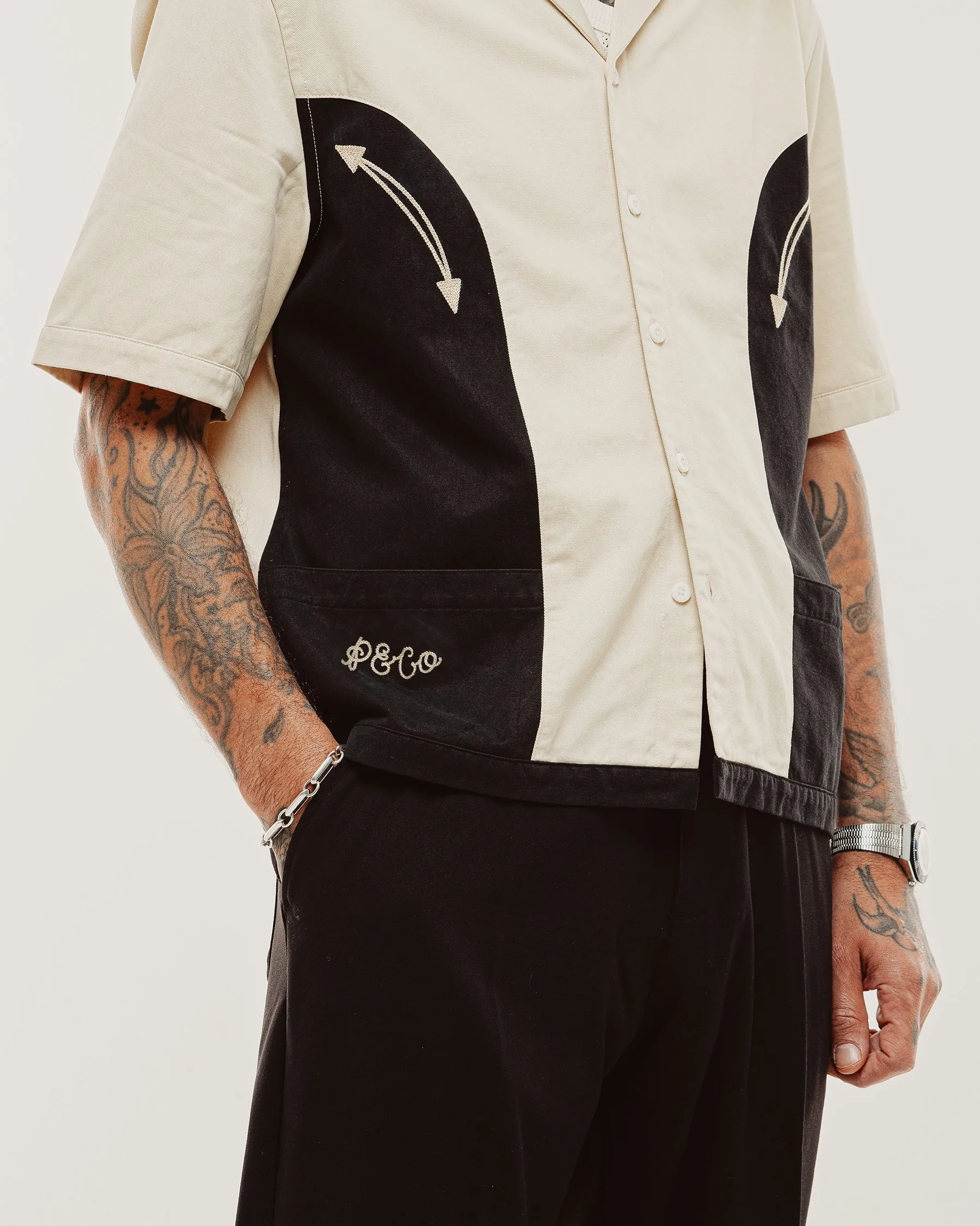 Eddie Bowling Shirt - Ecru & Black sold by P & Co product image thumbnail 4