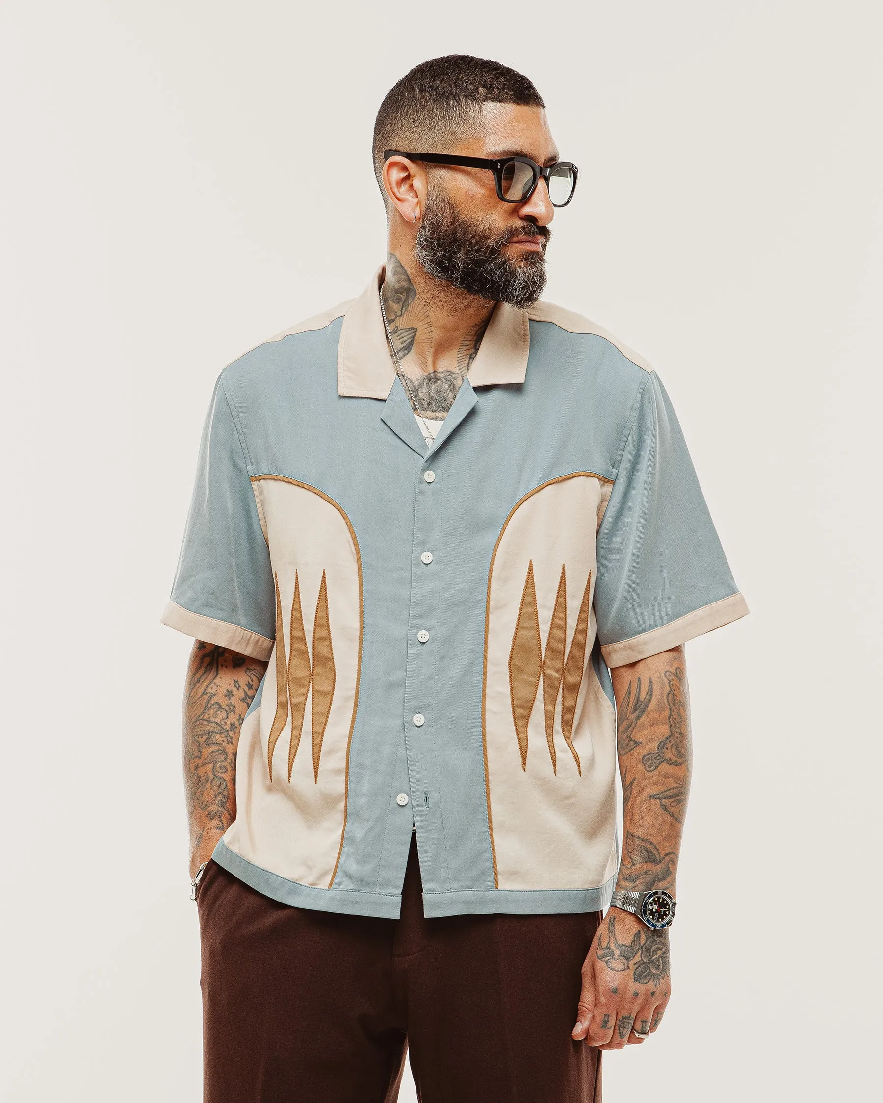 Walter Bowling Shirt - Vintage Blue sold by P & Co