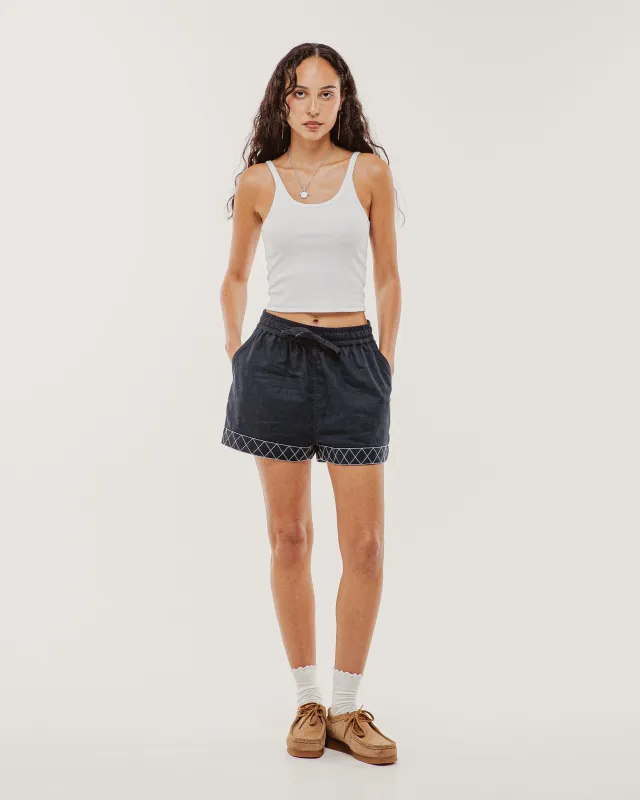 Lottie Linen Shorts - Navy made by P & Co