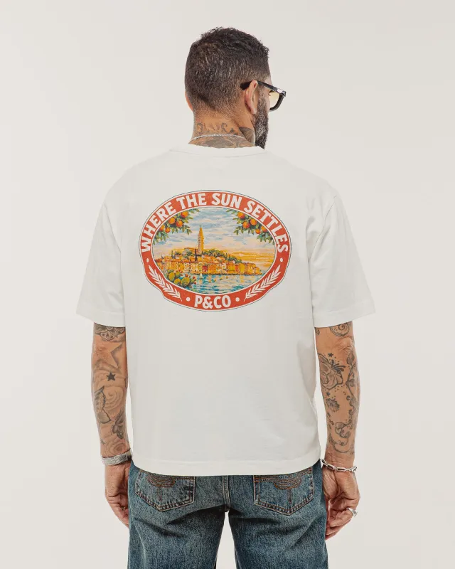 Where The Sun Settles Boxy T-Shirt - Off White made by P & Co