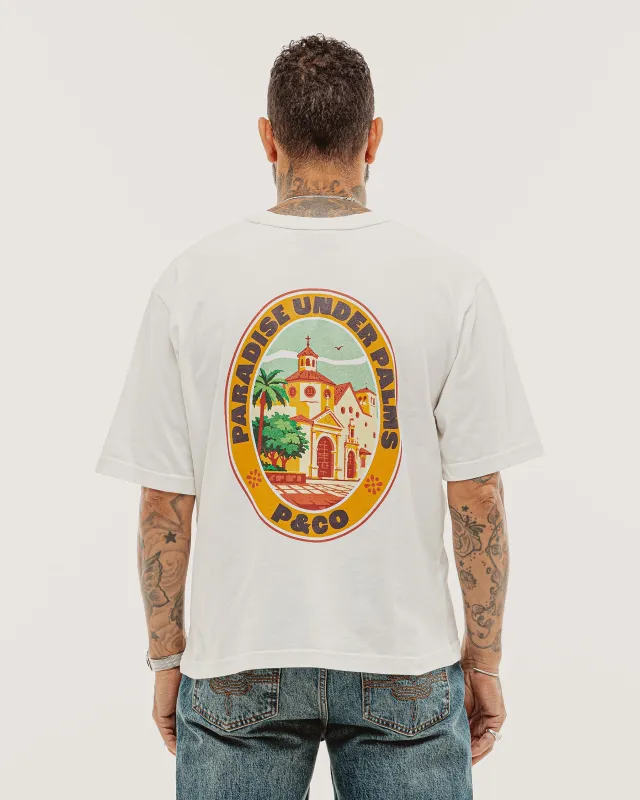 Paradise Under Palms Boxy T-Shirt - Off White made by P & Co