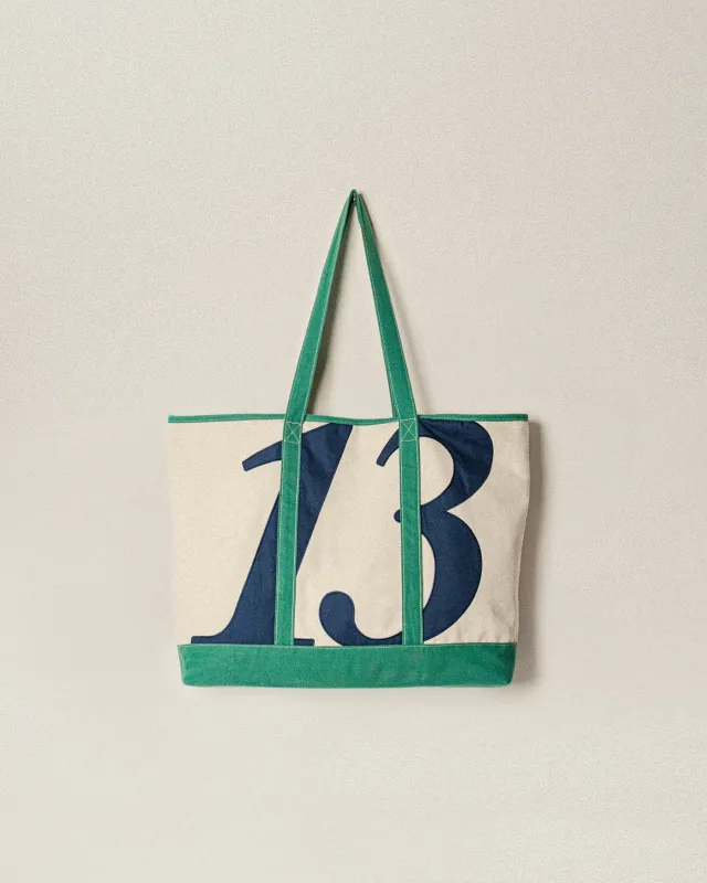 Harbour Sail Tote Bag - Ecru & Green made by P & Co