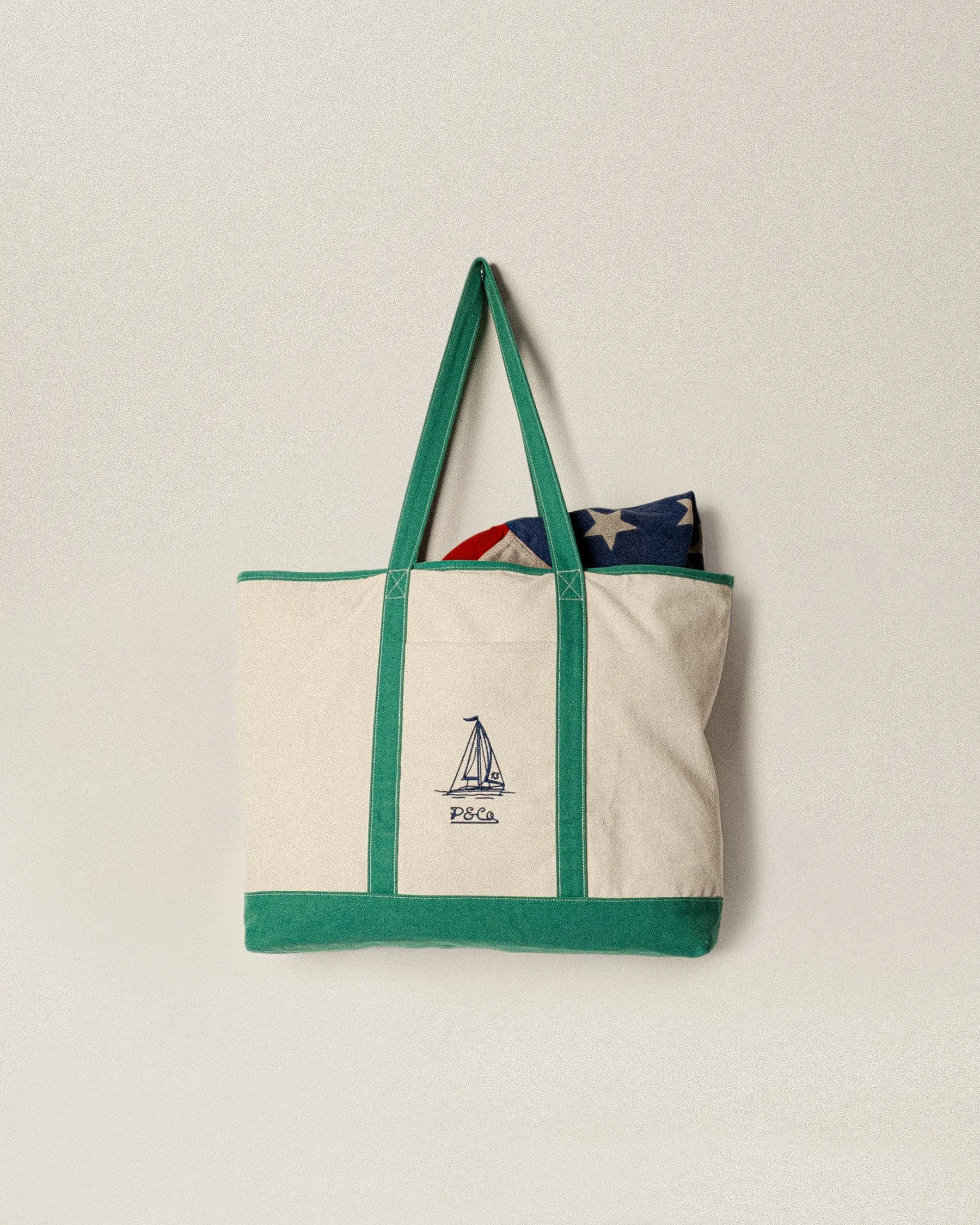 Harbour Sail Tote Bag - Ecru & Green sold by P & Co product image thumbnail 2
