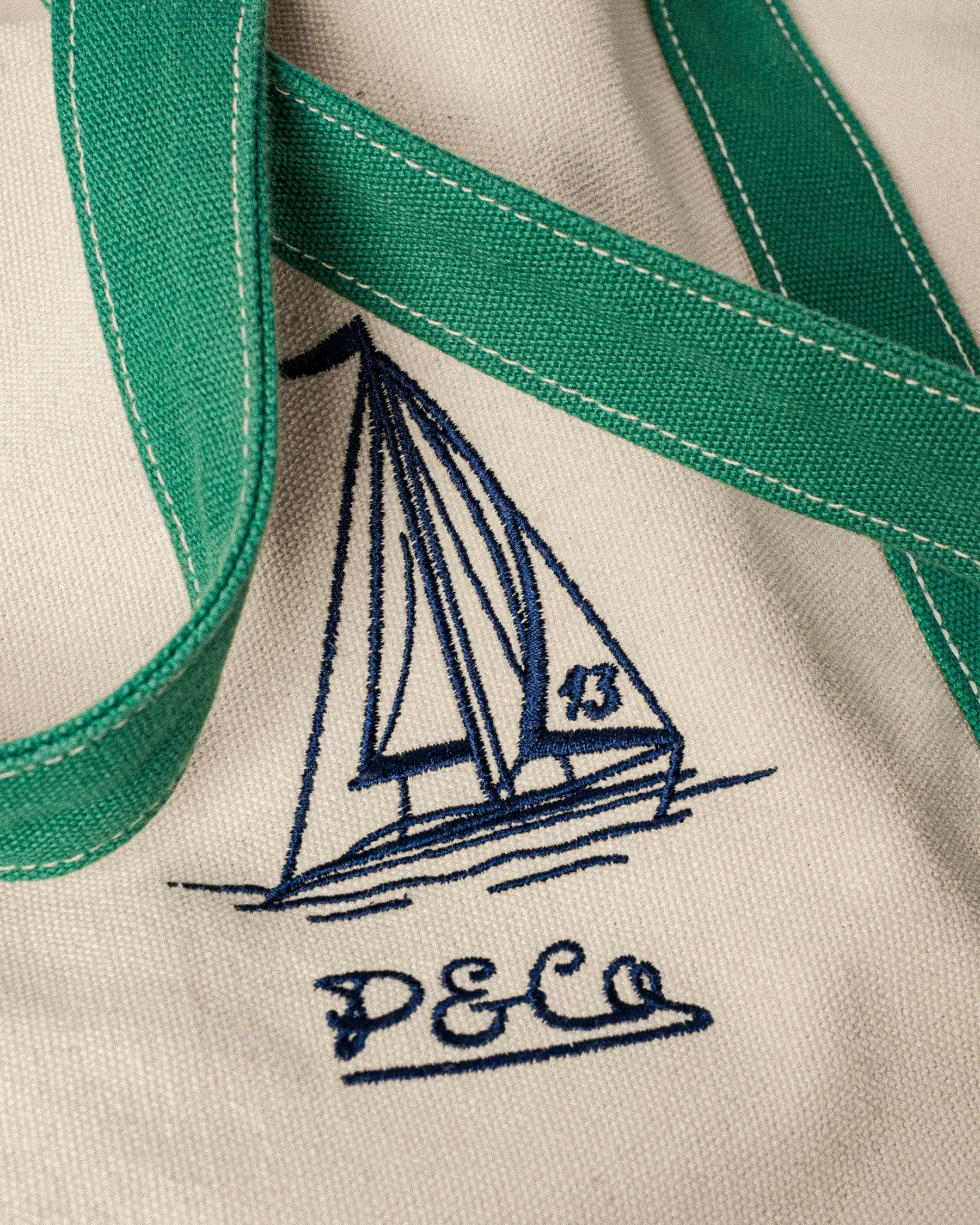 Harbour Sail Tote Bag - Ecru & Green sold by P & Co product image thumbnail 5