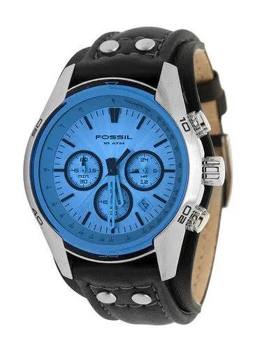 Fossil Coachman Chronograph Blue Dial Black Leather Strap Watch for Men - CH2564 sold by Watch Connection product image thumbnail 3