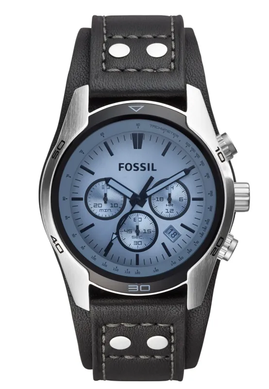 Fossil Coachman Chronograph Blue Dial Black Leather Strap Watch for Men - CH2564 sold by Watch Connection