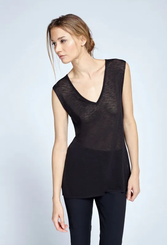 Sleeveless V-Neck In Sweater Knit sold by Asmar Equestrian