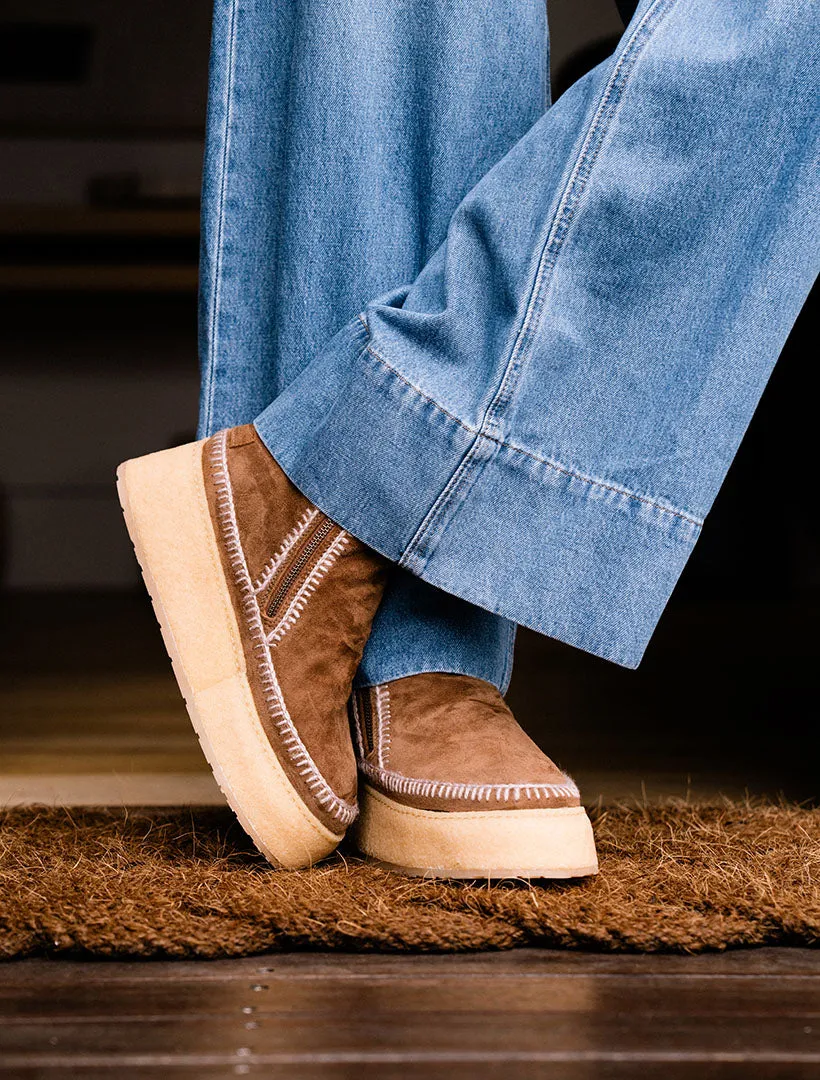 Setsu Platform Crochet Ankle Boot Nutmeg Suede Wheat sold by Laidback London product image thumbnail 3