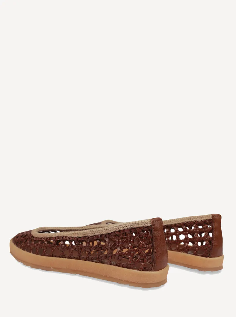 Weeve Handwoven Leather Ballet Flats Choc sold by Laidback London product image thumbnail 4