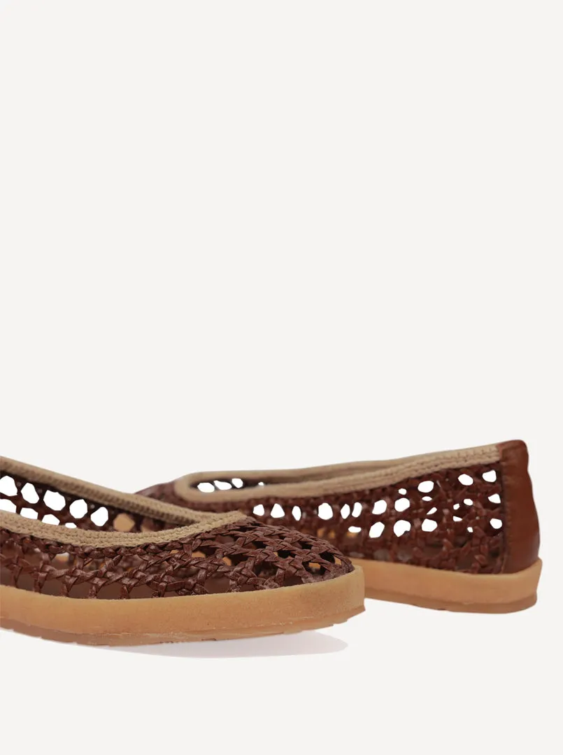 Weeve Handwoven Leather Ballet Flats Choc sold by Laidback London product image thumbnail 3