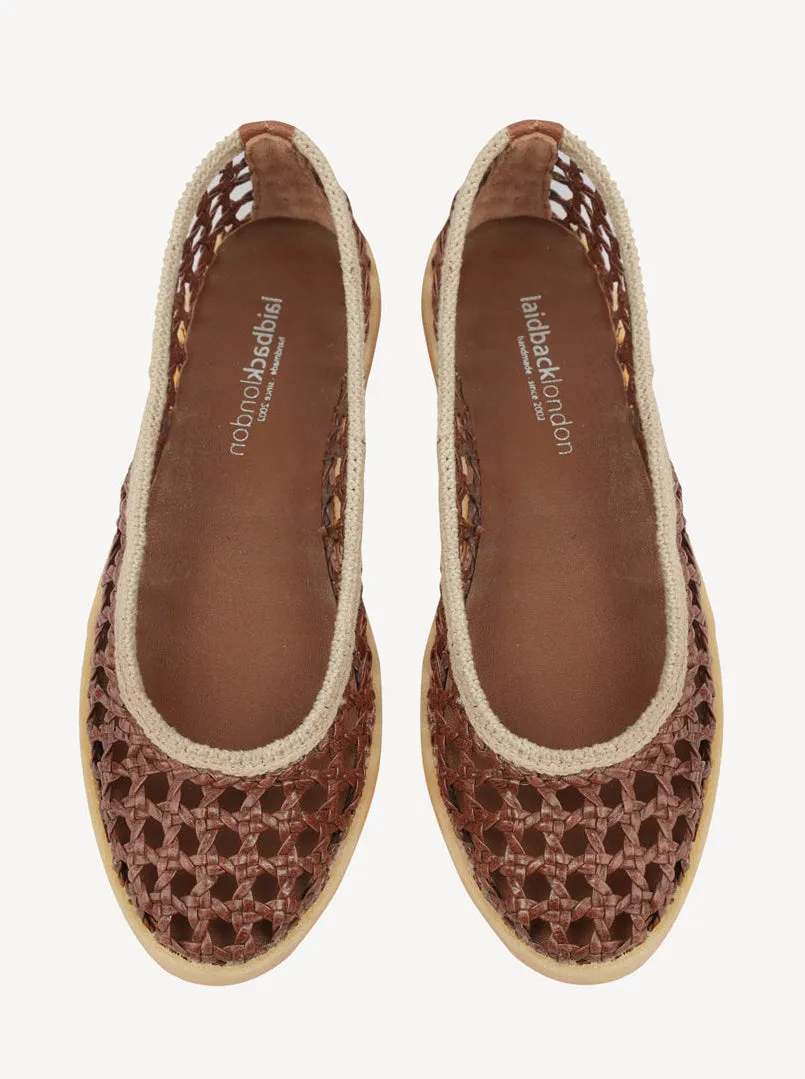 Weeve Handwoven Leather Ballet Flats Choc sold by Laidback London product image thumbnail 2