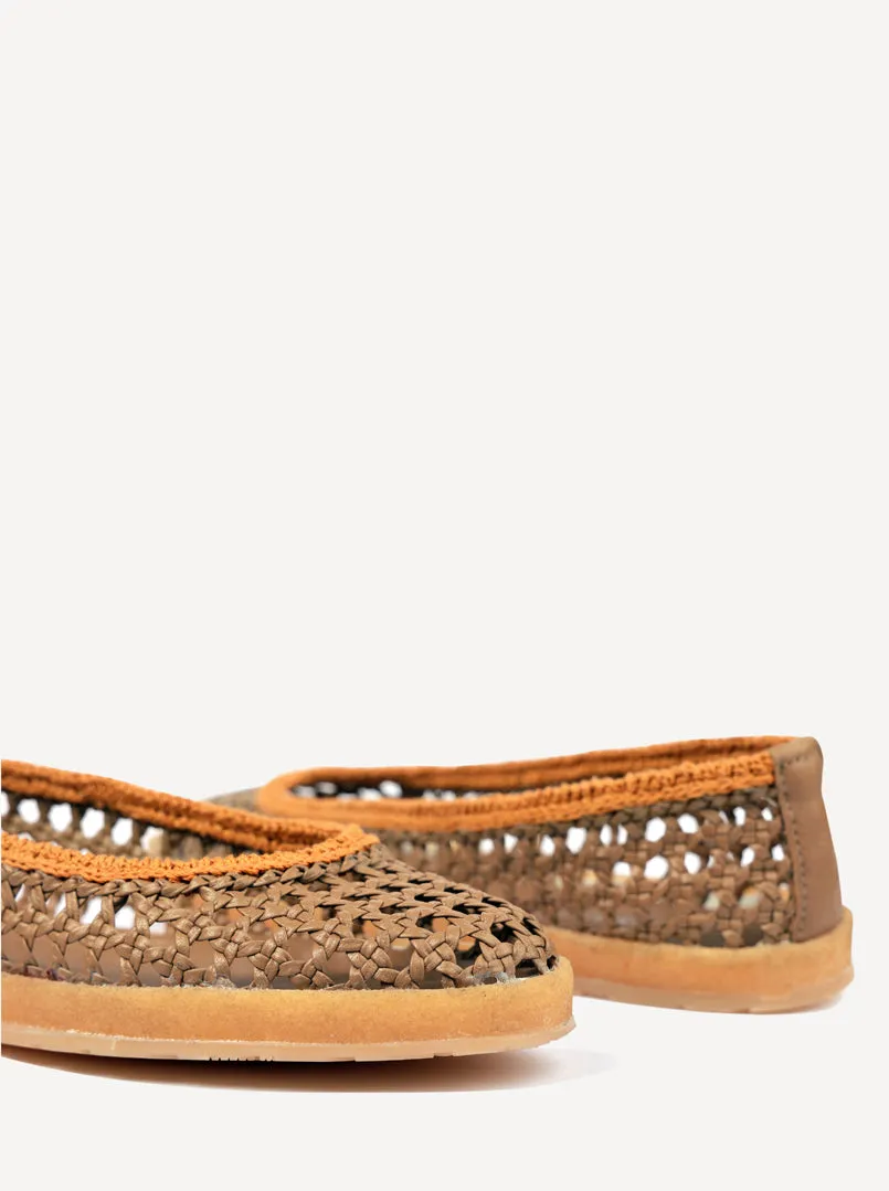 Weeve Handwoven Leather Ballet Flats Butterscotch sold by Laidback London product image thumbnail 4