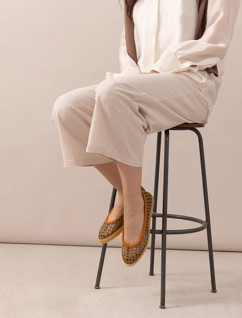 Weeve Handwoven Leather Ballet Flats Butterscotch sold by Laidback London product image thumbnail 3