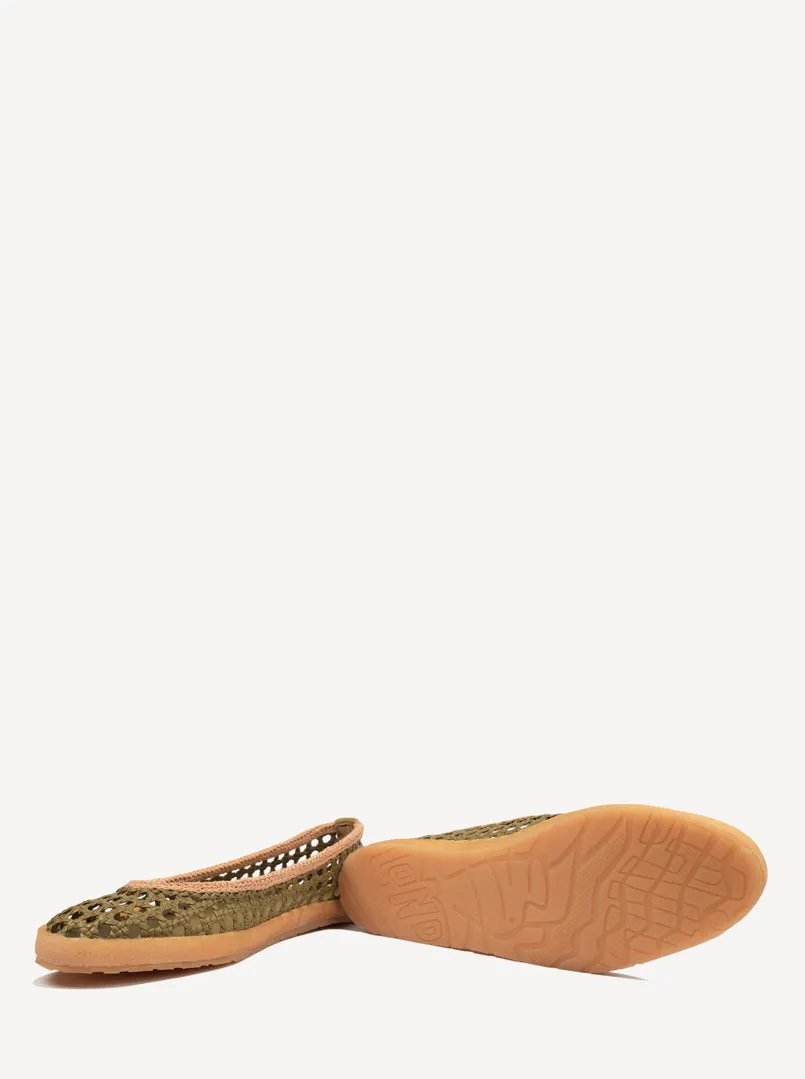 Weeve Handwoven Leather Ballet Flats Avocado Beige sold by Laidback London product image thumbnail 5