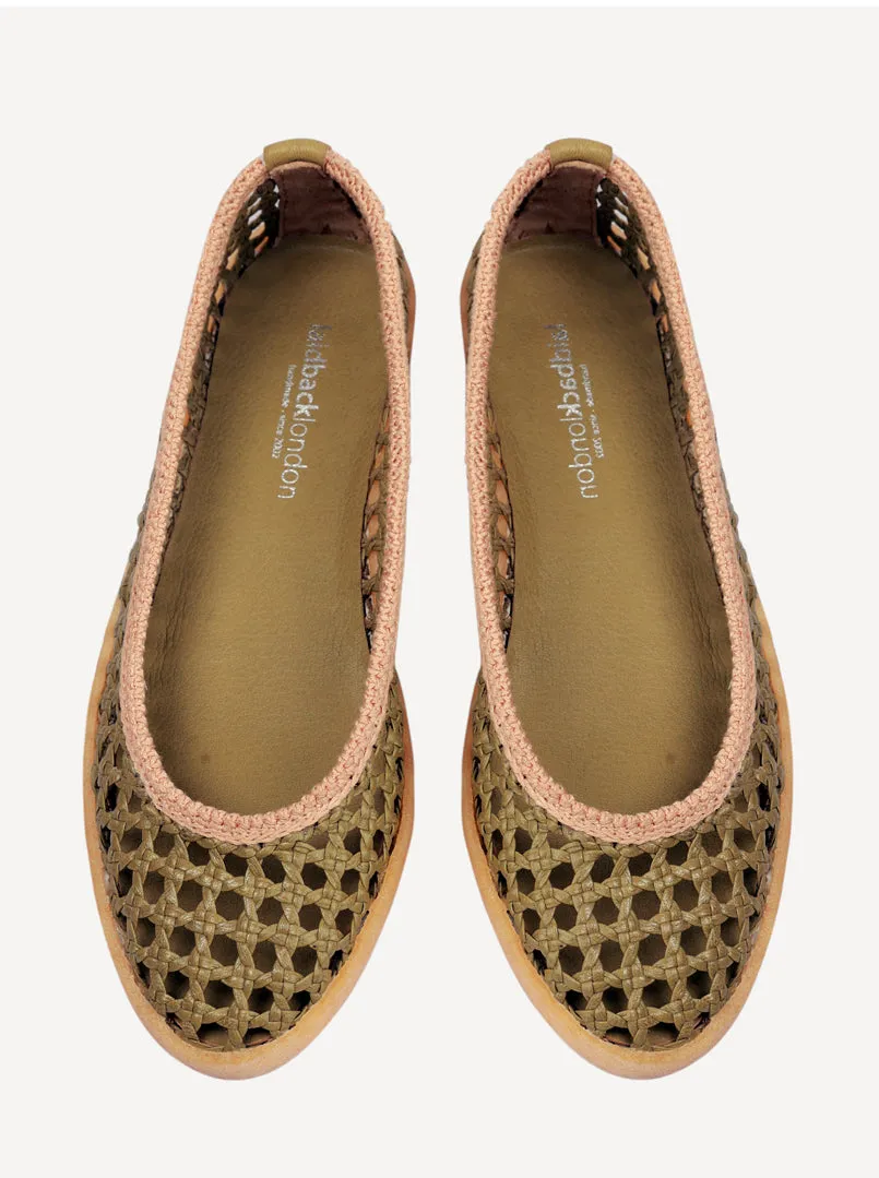 Weeve Handwoven Leather Ballet Flats Avocado Beige sold by Laidback London product image thumbnail 4