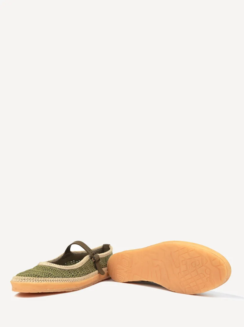 Loom Hand-Crocheted Mary Jane Flats Khaki Natural sold by Laidback London product image thumbnail 4