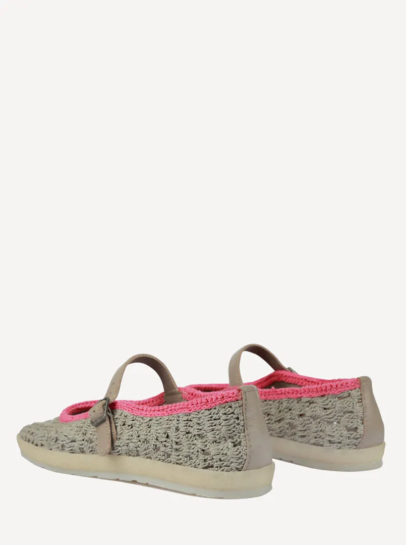 Knott Hand-Crocheted Mary Jane Flats Light Grey Pink sold by Laidback London product image thumbnail 3