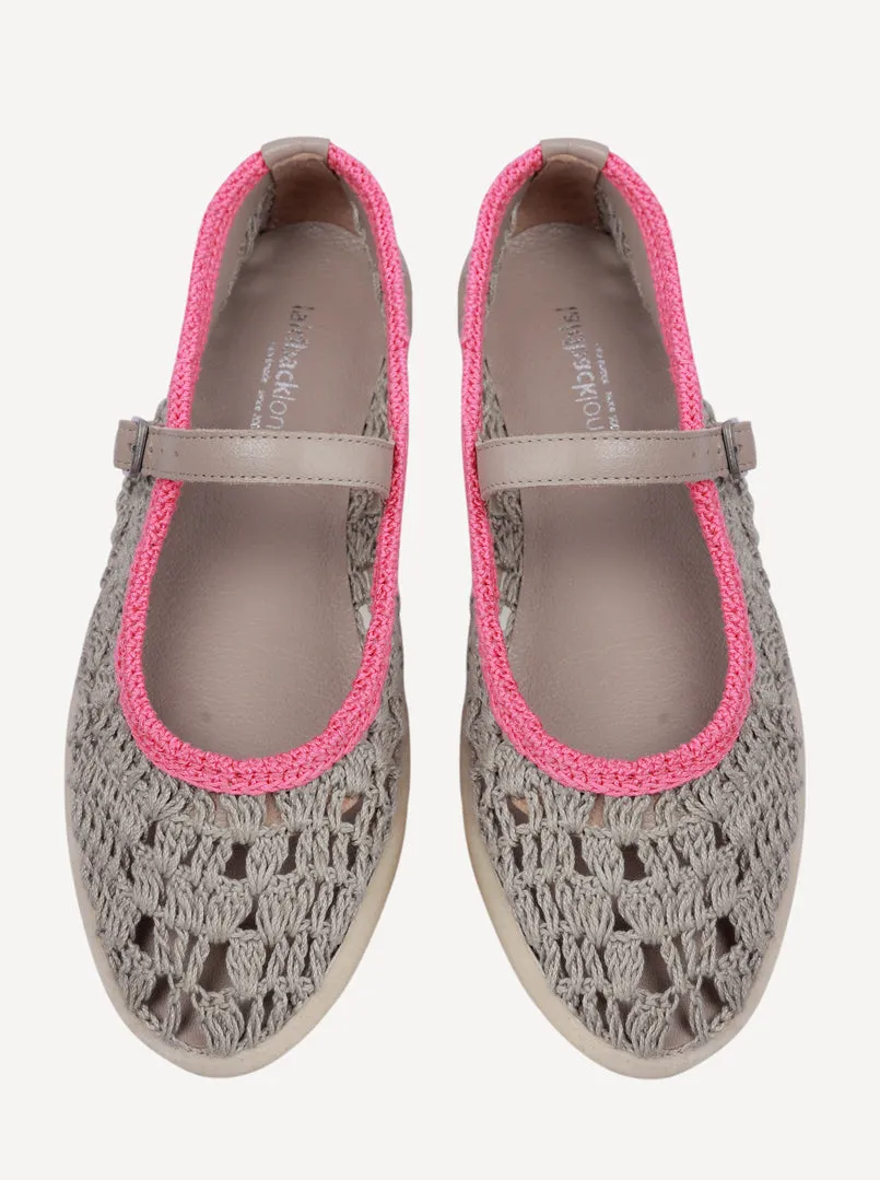 Knott Hand-Crocheted Mary Jane Flats Light Grey Pink sold by Laidback London product image thumbnail 2