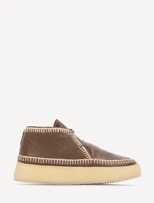 Shenje Low Platform Boots Otter Leather Natural made by Laidback London