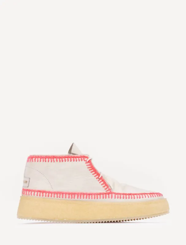 Shenje Low Platform Chukka Boots Milk Neon Pink made by Laidback London