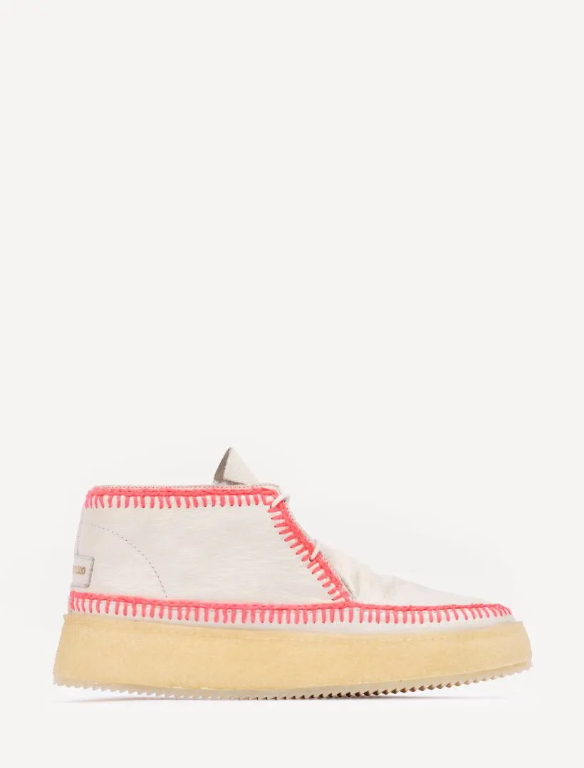 Shenje Low Platform Chukka Boots Milk Neon Pink sold by Laidback London
