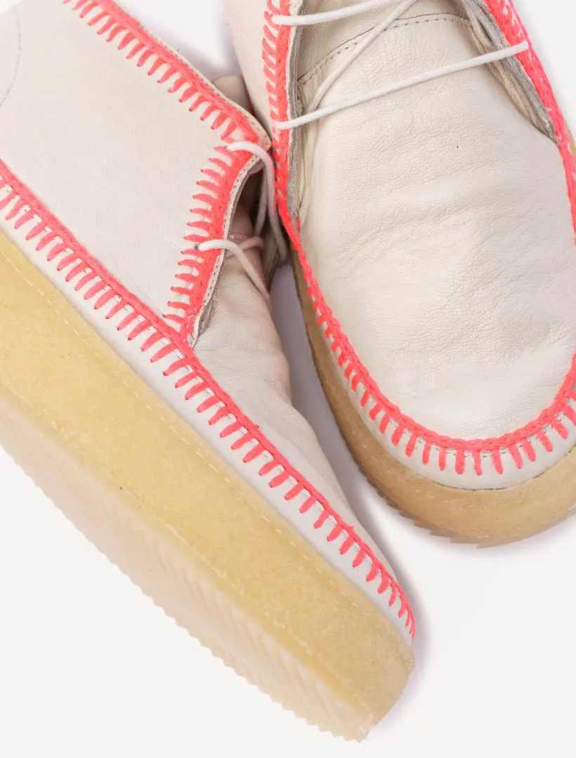 Shenje Low Platform Chukka Boots Milk Neon Pink sold by Laidback London product image thumbnail 2