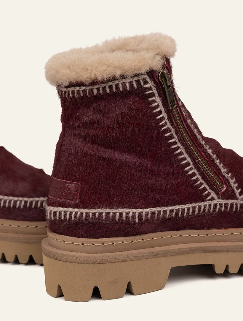 Setsu 3.0. Crochet Ankle Boot Burgundy Pony Wheat sold by Laidback London product image thumbnail 2