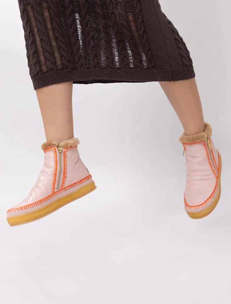 Setsu Crochet Ankle Boot Misty Rose Leather Orange sold by Laidback London product image thumbnail 3
