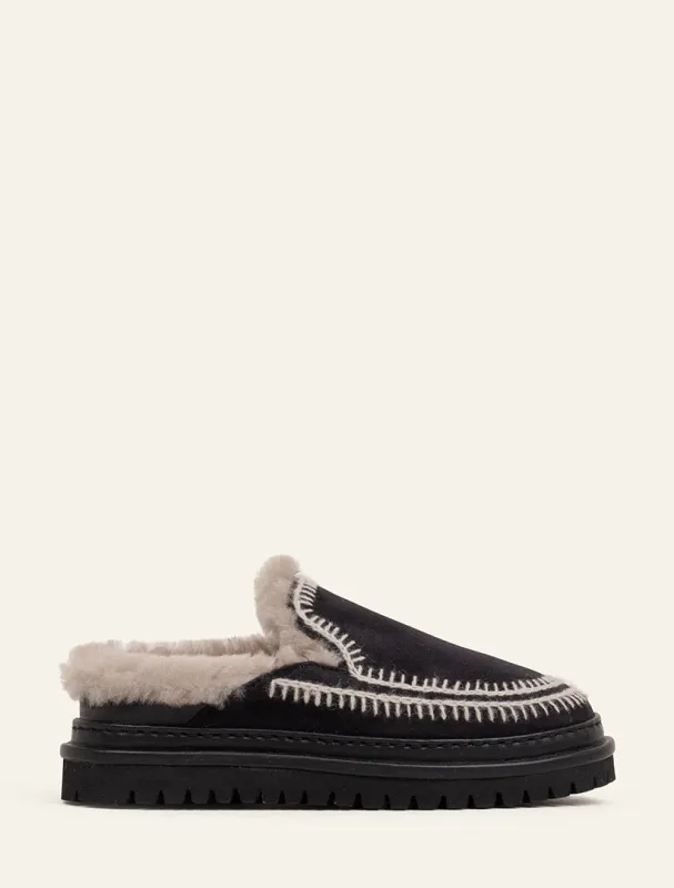 Jun 4.0. Slippers Black Suede Light Grey made by Laidback London