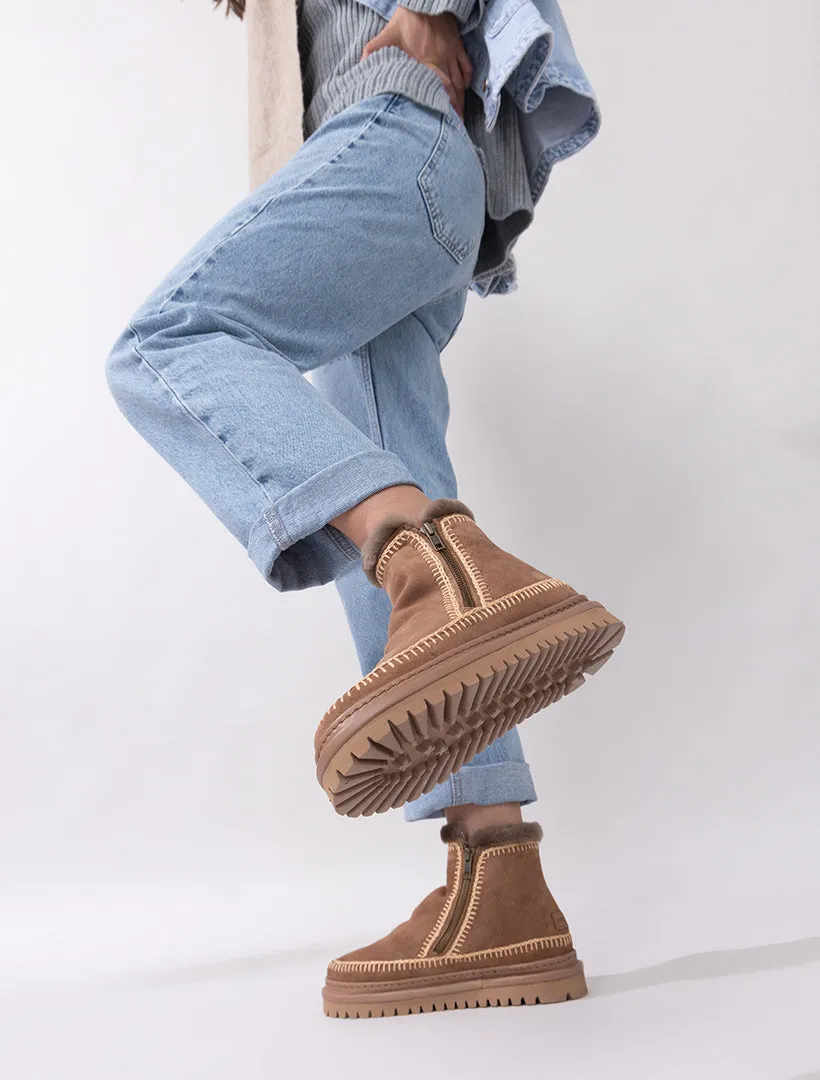 Setsu 4.0. Crochet Ankle Boot Camel Suede Beige sold by Laidback London product image thumbnail 5