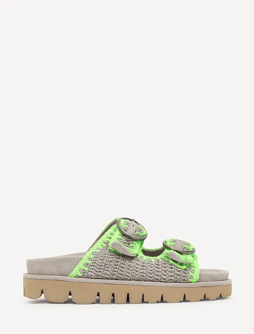 Clay Handwoven Crochet Double-Buckle Sandals Neon Green sold by Laidback London product image thumbnail 2