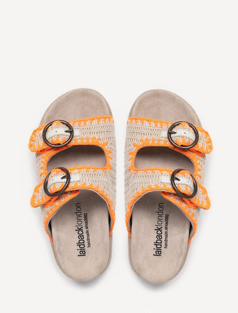 Clay Handwoven Crochet Double-Buckle Sandals Orange sold by Laidback London product image thumbnail 5