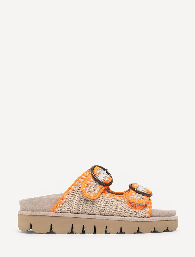 Clay Handwoven Crochet Double-Buckle Sandals Orange sold by Laidback London product image thumbnail 3