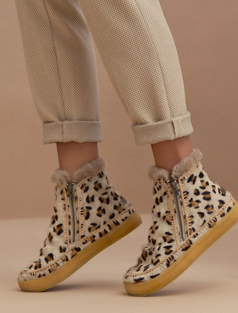 Setsu Crochet Side Zip Ankle Boot Leopard Beige sold by Laidback London product image thumbnail 4