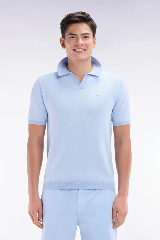 Pull col polo en coton ciel coupe droite made by Eden Park