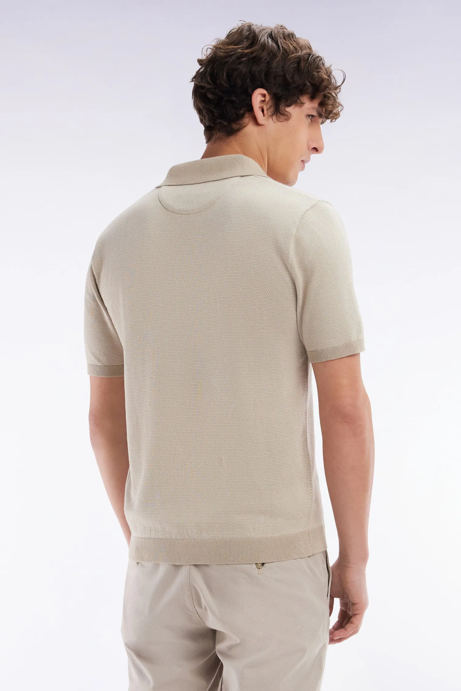 Pull col polo en coton beige coupe droite sold by Eden Park product image thumbnail 4