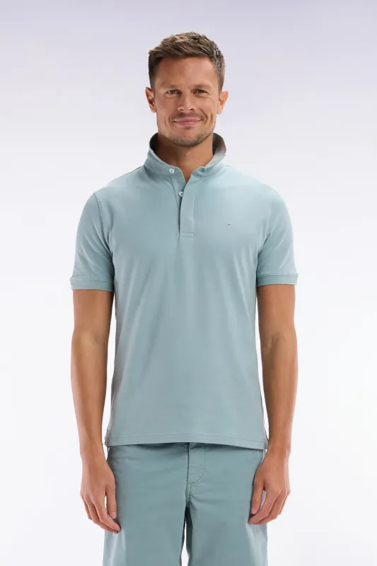 Polo à manches courtes en coton stretch gris moyen coupe ajustée made by Eden Park
