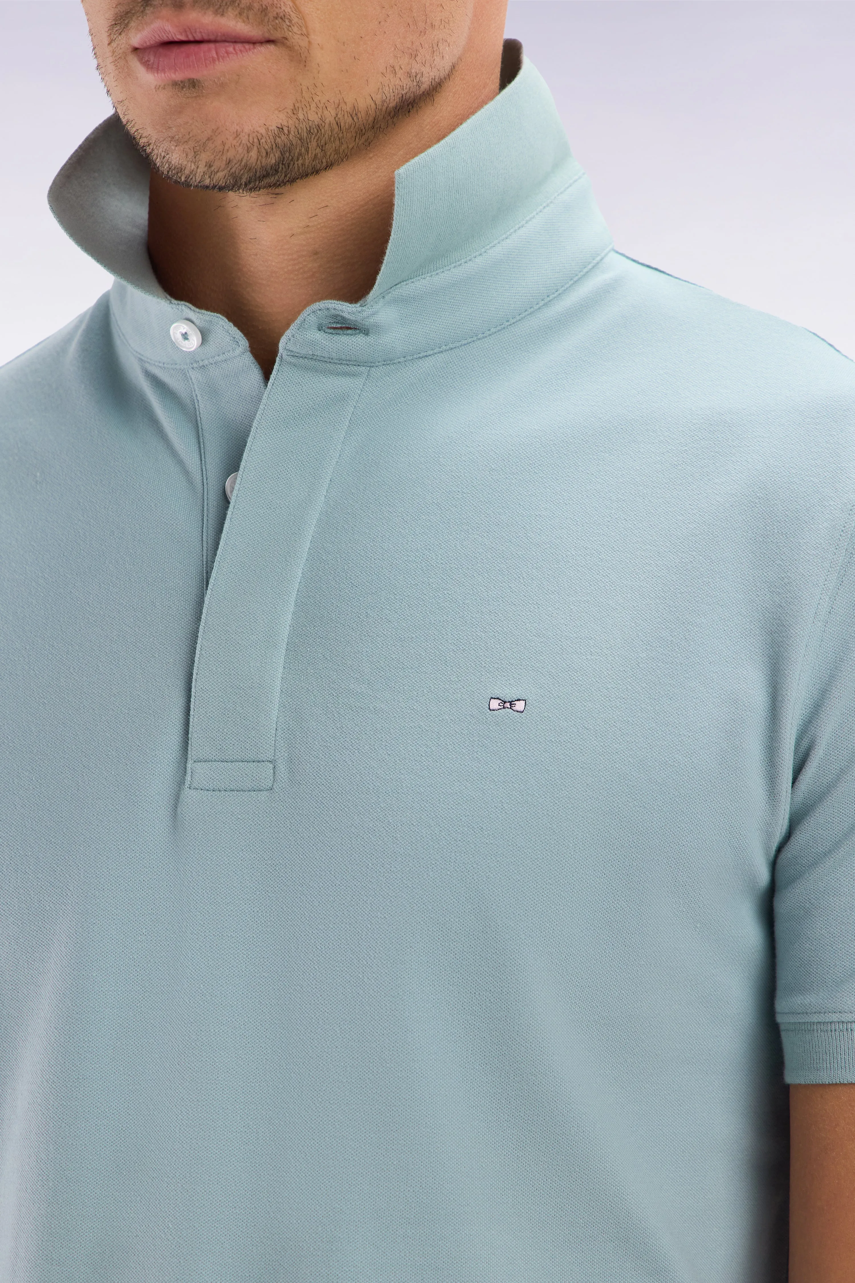 Polo à manches courtes en coton stretch gris moyen coupe ajustée sold by Eden Park product image thumbnail 5