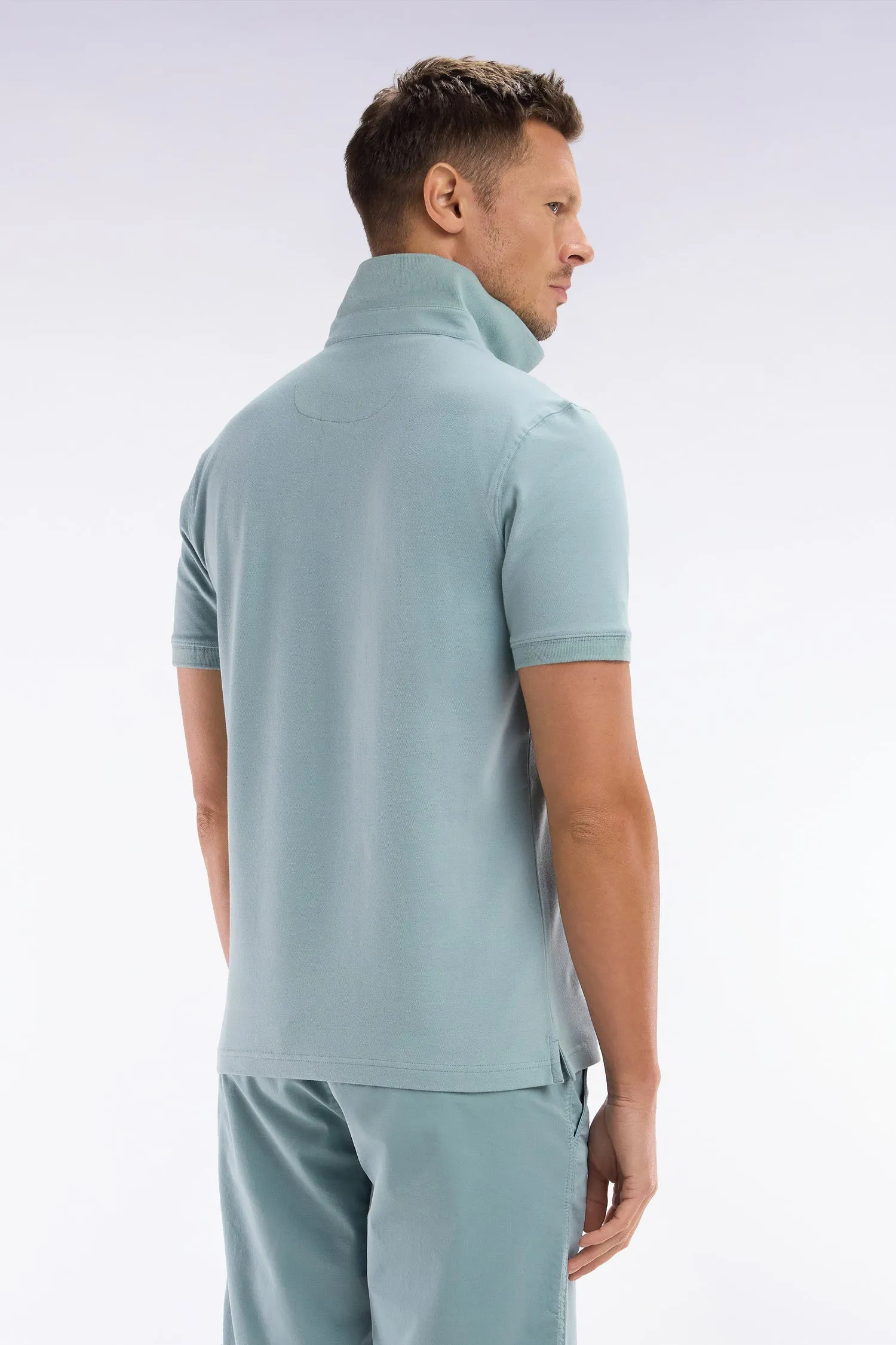 Polo à manches courtes en coton stretch gris moyen coupe ajustée sold by Eden Park product image thumbnail 4