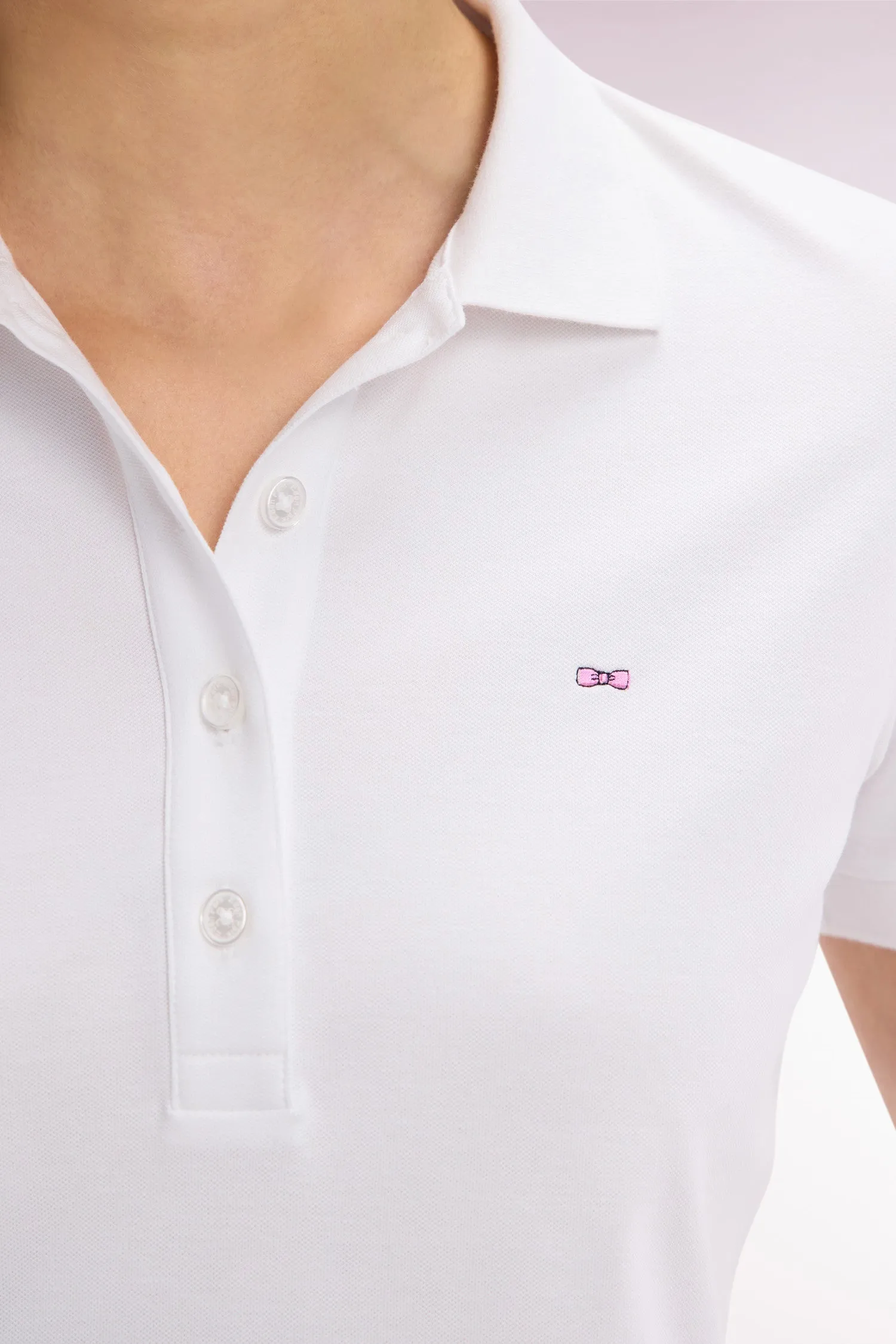 Polo à manches courtes en piqué de coton stretch blanc coupe ajustée sold by Eden Park product image thumbnail 5