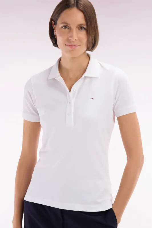 Polo à manches courtes en piqué de coton stretch blanc coupe ajustée made by Eden Park
