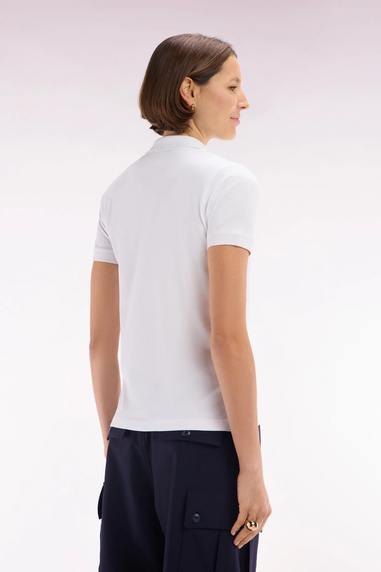 Polo à manches courtes en piqué de coton stretch blanc coupe ajustée sold by Eden Park product image thumbnail 4